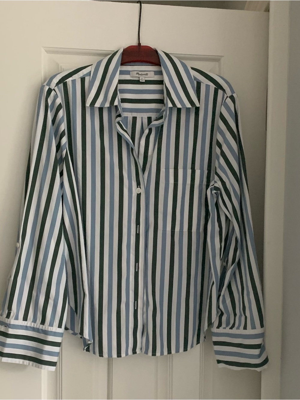 Madewell Striped Top in White, Blue & Green